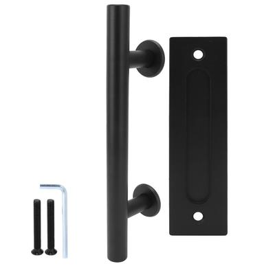 Black Barn Door Handle Double Side Sliding Door Round Concealed Pull for Cabinet Door