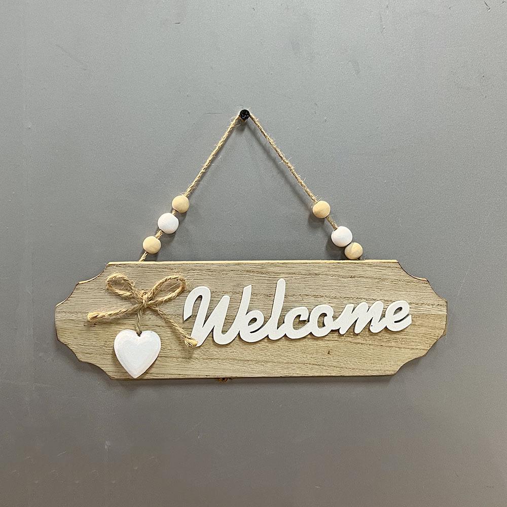 Nordic Wooden Welcome Door Sign with Bow - Entrance Home Decoration
