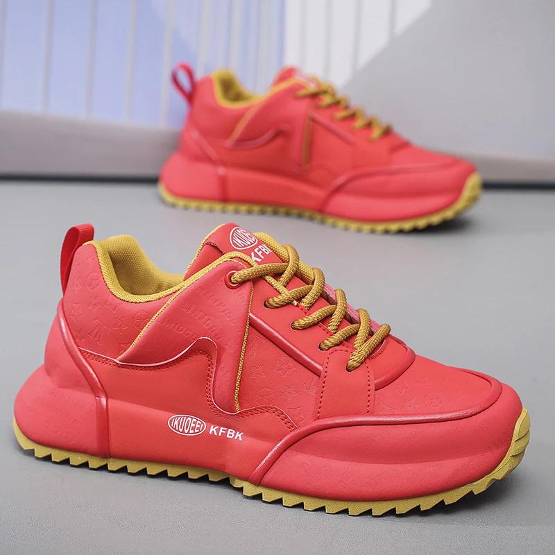 

Масивні кросівки великих розмірів 45 46 47 48 Чоловічі дизайнерські кеди Модні повсякденні шкіряні тканинні кросівки на внутрішній платформі 39