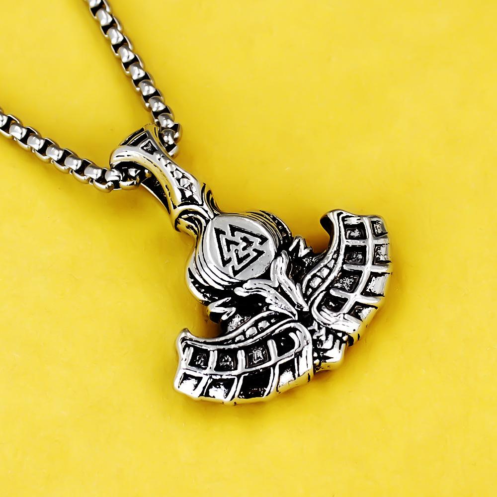 Antique Titanium Steel Viking Cross Necklace For Men Fade Resistant Pendant Jewelry