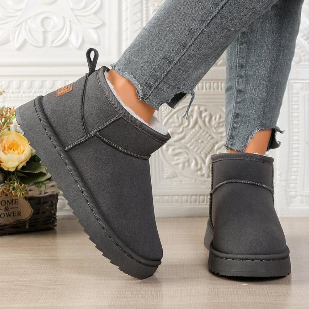 Autumn Winter Short Snow Boots for Women Solid Color Thicken Warm Cotton Shoes Woman Thick Bottom Non Slip Platform Botas Mujer