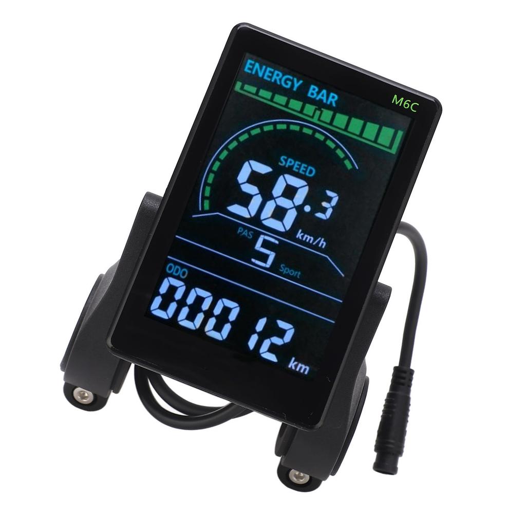 M6C Rower Elektryczny Wyświetlacz LCD Miernik ABS Ekran Wyświetlacza Roweru Elektrycznego Panel Sterowania z 6-pinowym Wodoodpornym Kablem Złącze Światła Przedniego dla 24V 36V 48V 60V