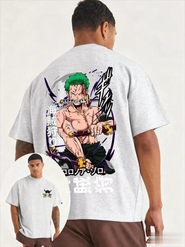 Neues Oversized One Piece Zoro Anime Herren T-Shirt Damen Kurzarm Grafik-T-Shirt Streetwear Lässige Sommer Mode Oberteile Y2k Kleidung