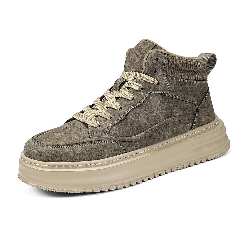 Autumn and winter new retro youth sneakers warm and velvet thick-soled high-top board shoes
