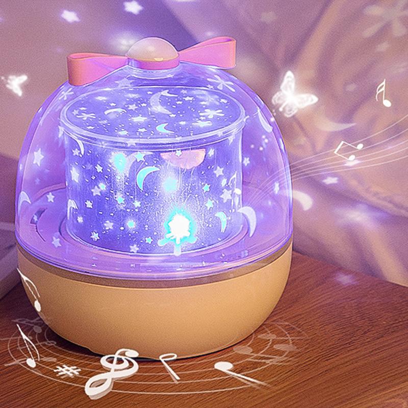 Star Projector Light Rechargeable Rotatable Cute Bow Bedroom Night Light for Children Kids Rechargeable