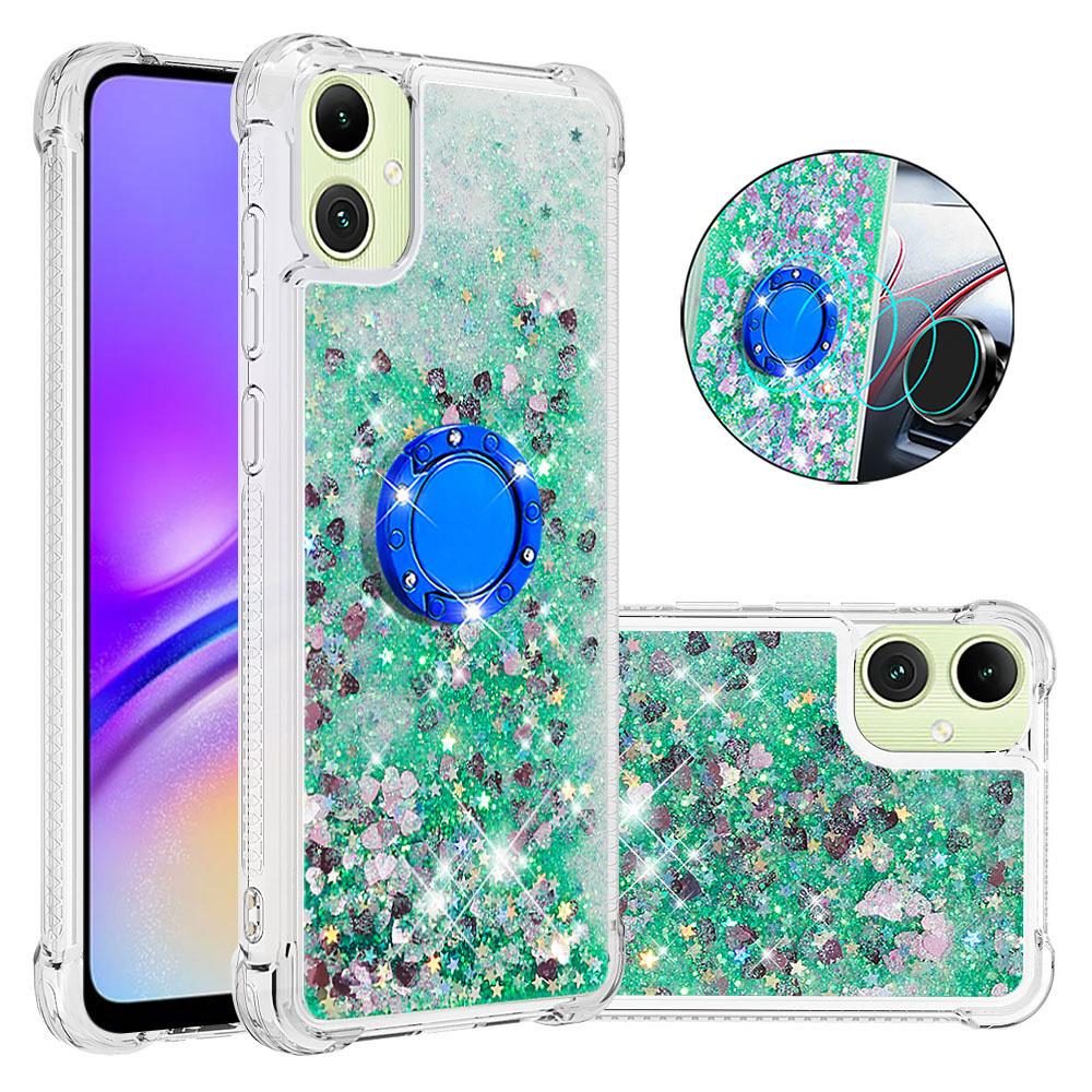 

For Samsung Galaxy A06 4G TPU Case with Kickstand Quicksand Shockproof Cover Green/Hearts