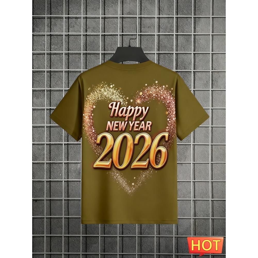 Fashion Firework Graphic 2026 New Year T Shirts Trendy Streetwear Men Women 3D Printed T-shirts Loose Breathable Crew Neck Tees
