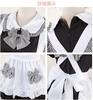 JUNDOMECY Cute Checkered Maid Plus Size Maid Short Black and Photo School Party Costume, High-Quality Set, Small, Cosplay, Sleeves, Ruffles, White,