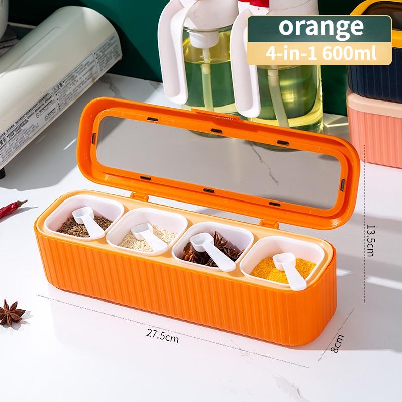 4 In 1 Seasoning Box Combination Set Household Kitchen Salt Monosodium Glutamate Seasoning Can Chili Seasoning Integrated Multiple Storage Box Set