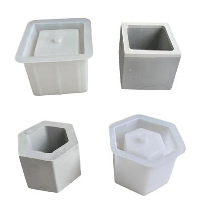 Flower Pots with Hole Silicone Molds DIY Hexagonals Shape Flower Pots Resins Molds Square Succulents Planter Molds Castings Molds