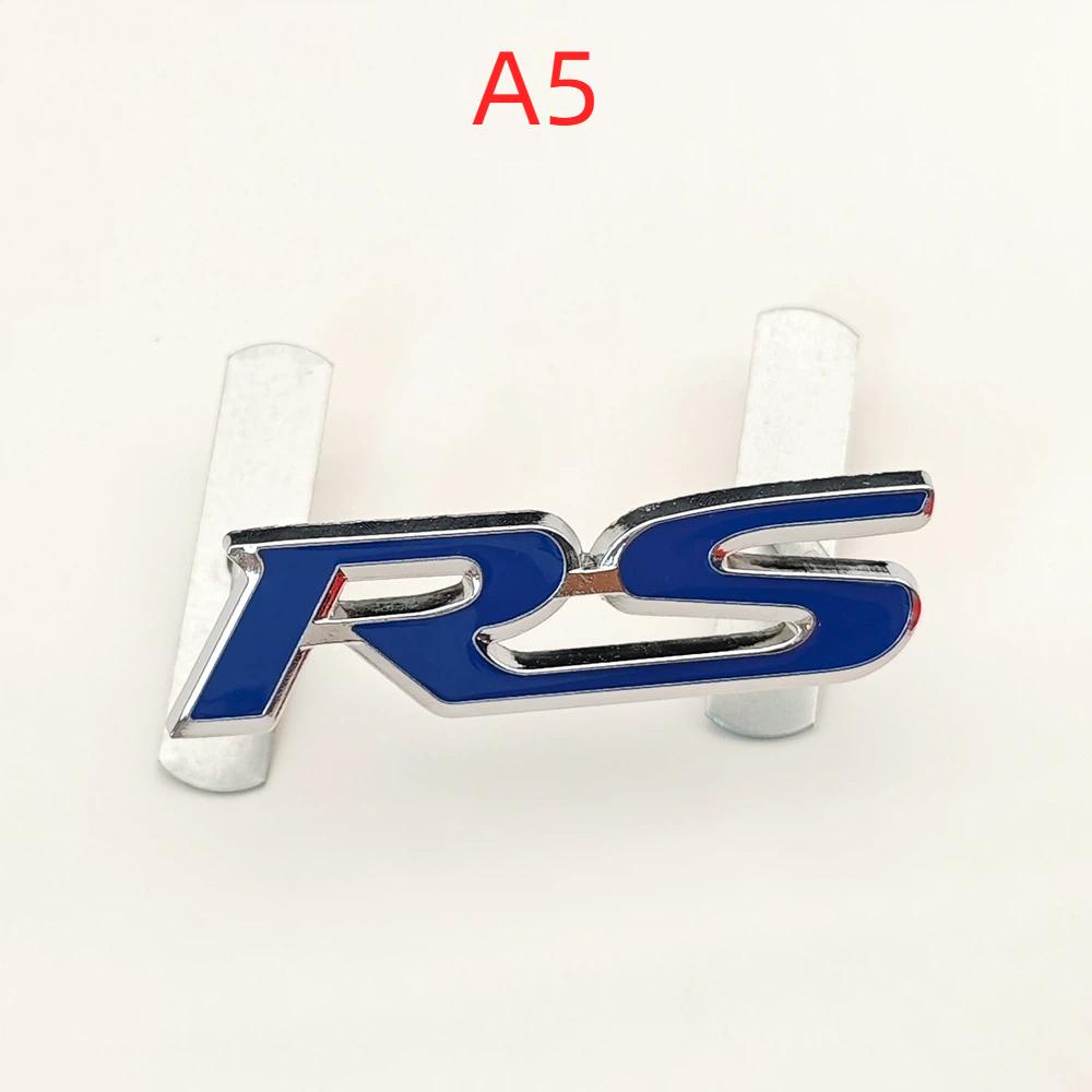 3D Metal Car Front Grille Emblem RS Logo Badge Rear Trunk Fender Sticker