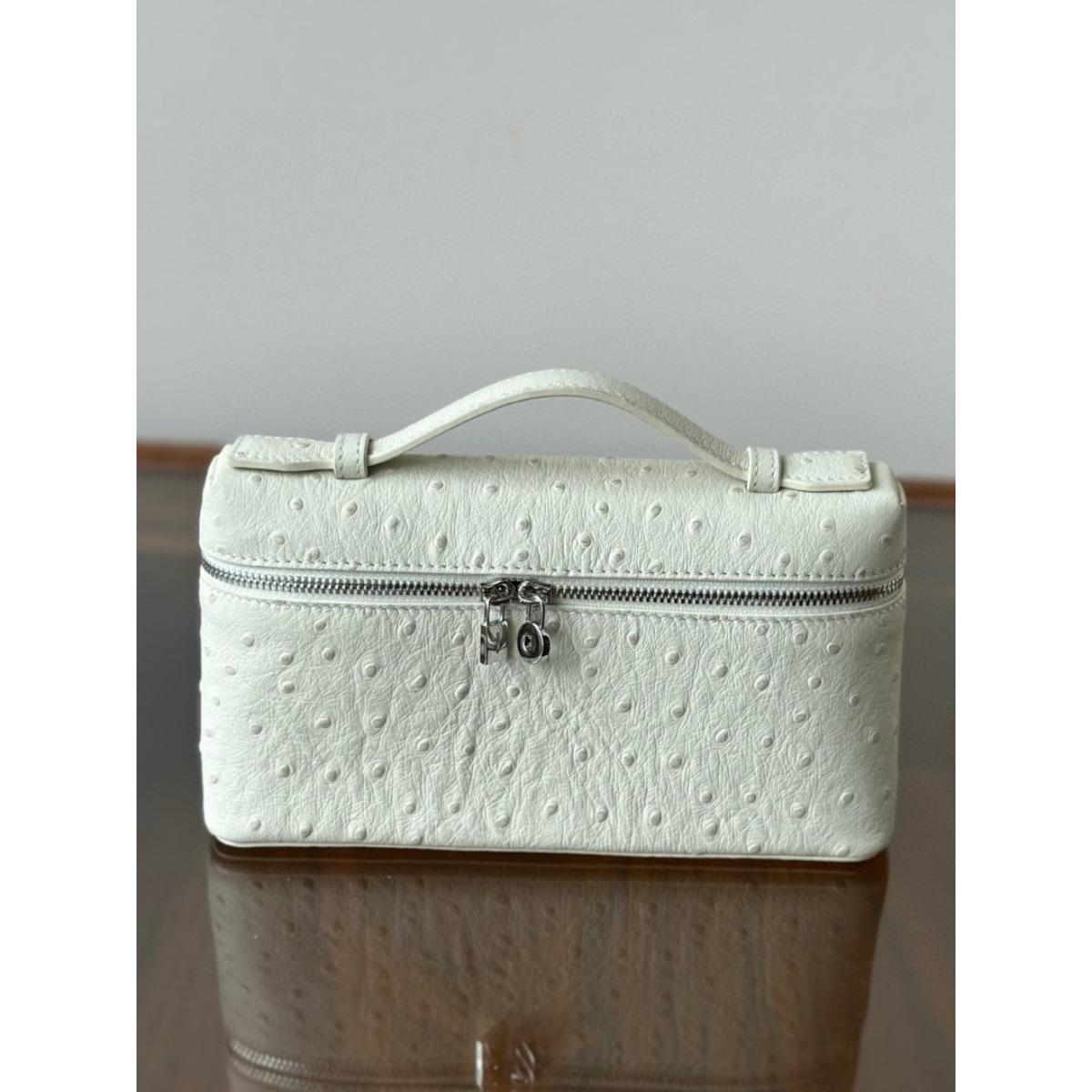 

Сумка-ланчбокс L19, сумка-коробка с узором под страуса, внутренняя отделка из овчины, портативная, универсальная, для ношения на одном плече, через плечо, маленькая квадратная сумка. length 19.5 width 6.5 height 12cm silver buckle