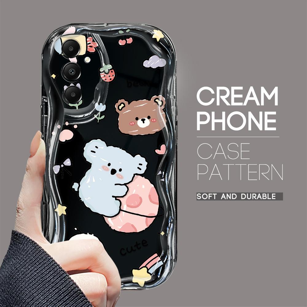 Cute Cartoon Pattern Cream Texture Casing Wavy Edge Soft Silicone Cover Phone Case for Samsung