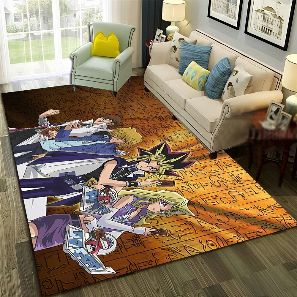 Y-Yu-Gi-Oh Monsterkarte Anime Teppich Cartoon Fußmatte für Wohnzimmer und Schlafzimmer Dekorative Fußmatte Kinderbereich Teppich Rutschfester Teppich