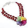 Rainbow Solar Quartz, Garnet Ethnic 925 Silver Gift Jewelry Necklace 18" Y8R04