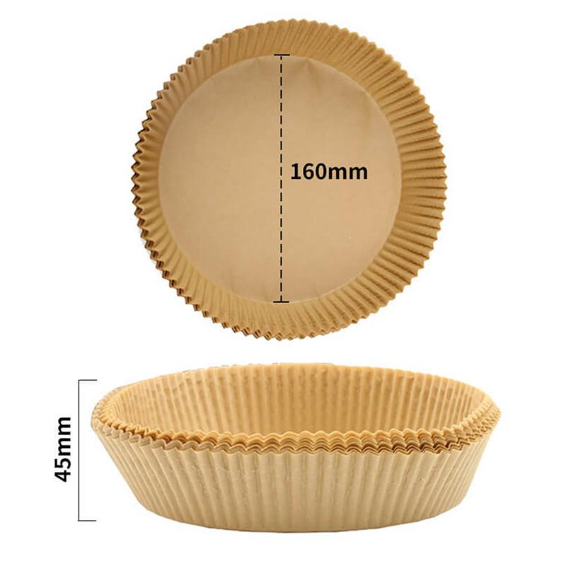 50Pcs 16Cm Air Fryer Disposable Paper Liner Non-Stick Mat Wood Pulp Round Paper