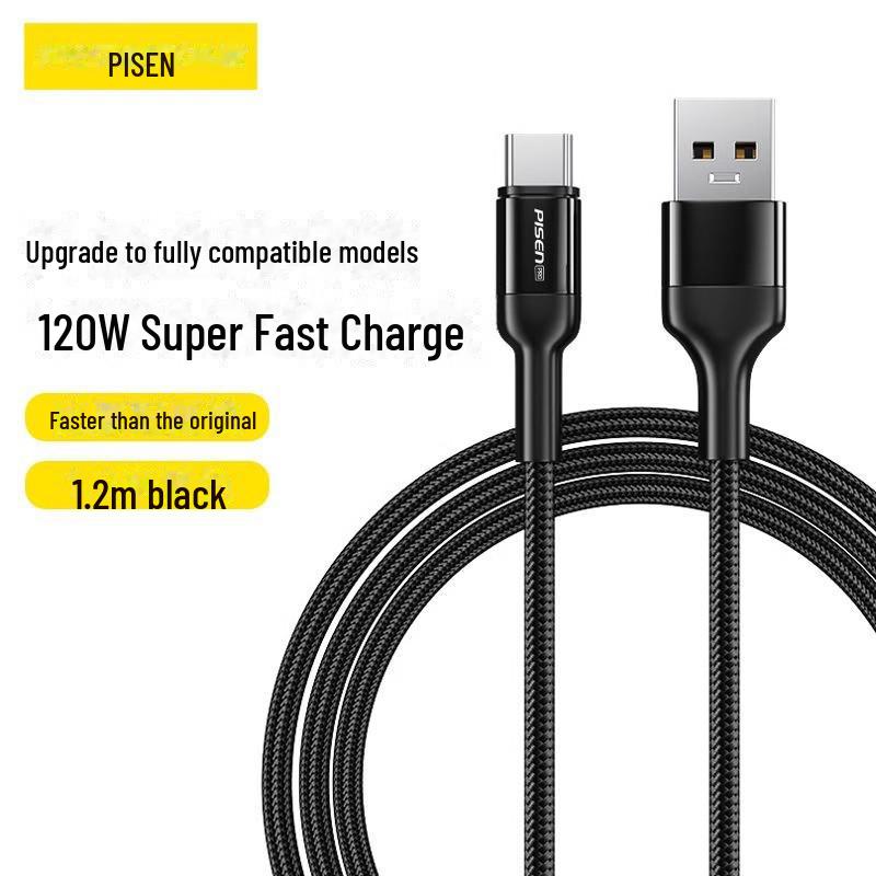 

PISEN 120W Type-C Super Fast Charge Cable, 66W Compatible with Xiaomi, Vivo, Android, and Apple. 1.2m Apple 15-16/Android