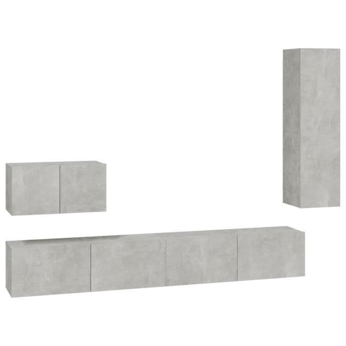 VidaXL Ensemble de meubles TV 4 pcs Gris béton Bois d'ingénierie 3114329