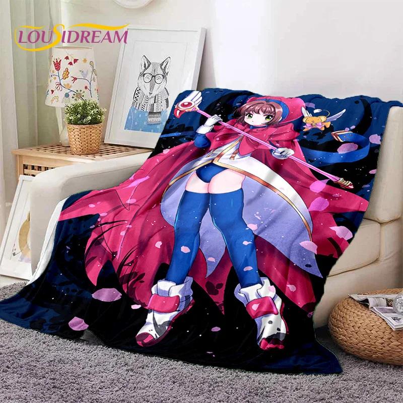 Cartoon Cute Sakura Card Captor Girl Soft Blankets,Keep Warm Throw Blanket Comfortable Blanket for Picnic Beds Sofa Home Bedroom
