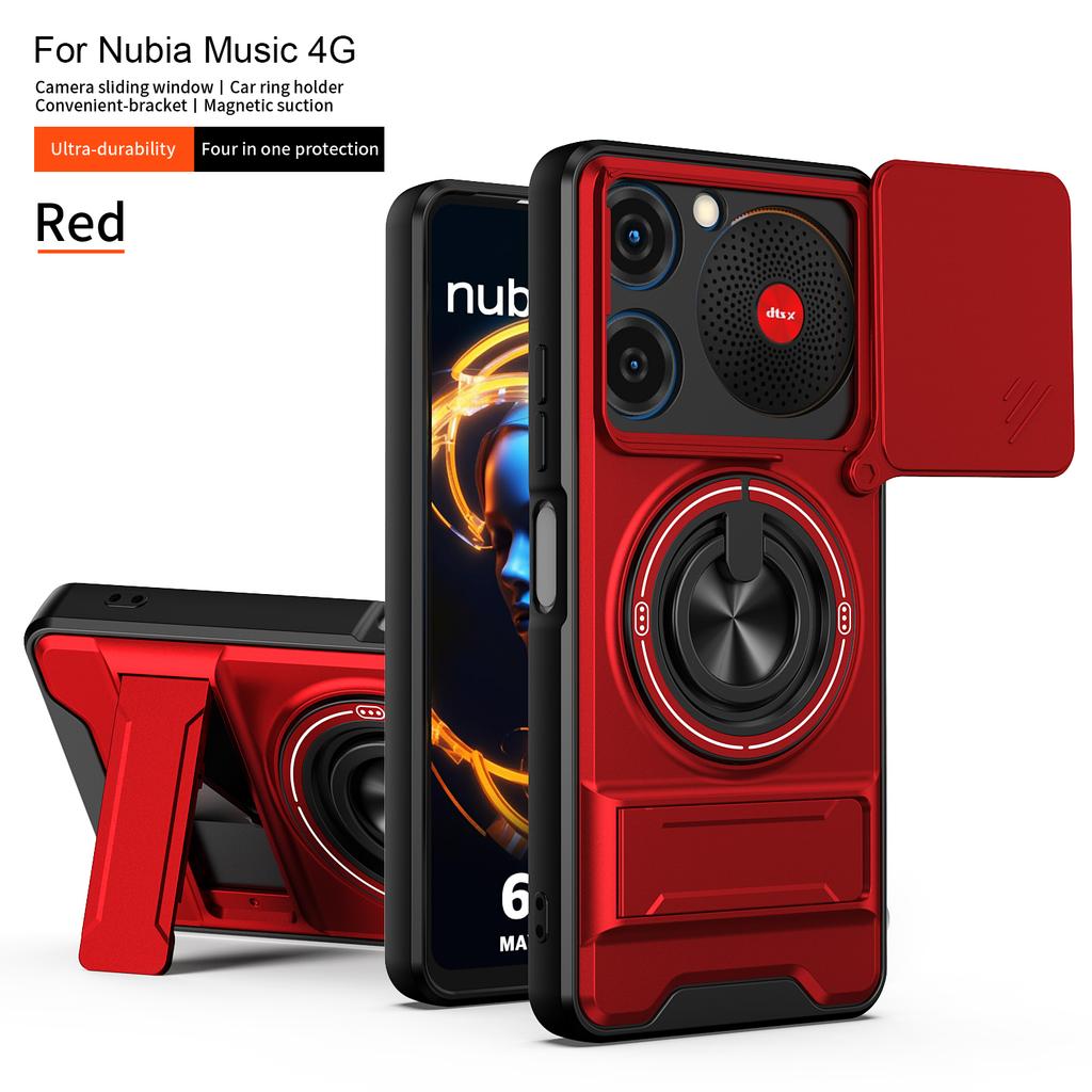 Per ZTE nubia Custodia Musica ZTE nubia Music 4G Cover Custodia Telefono Magsafe Magnetico Pieghevole Supporto Armatura Militare Custodia Protezione Fotocamera