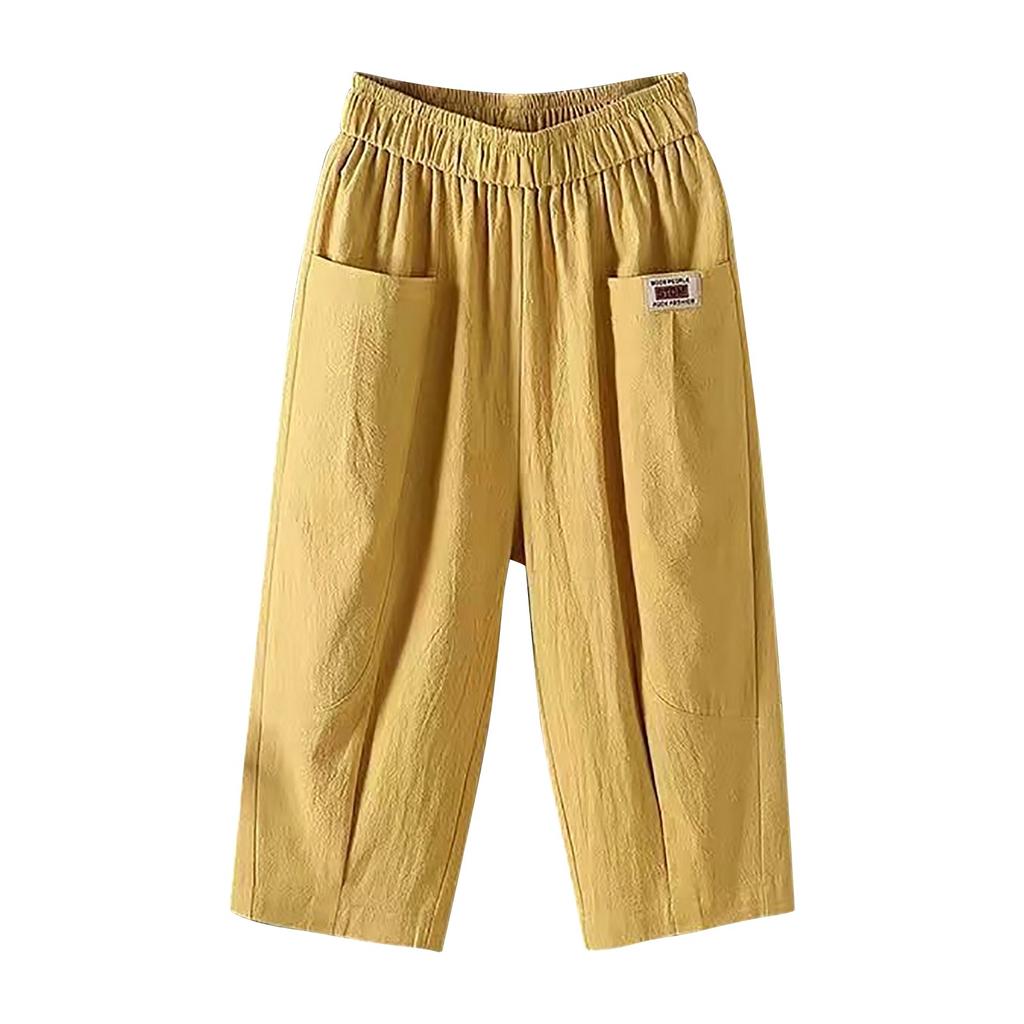 Women Fashion Solid Color Cotton Linen Flax Elastic Pants Beach Leisure Trousers Womens Wide Leg Sweatpants for Women
