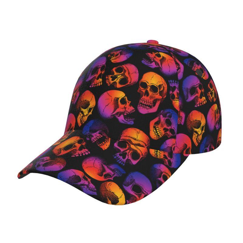 

Rainbow Skull Halloween Baseball Cap Unisex Hip Hop Snapback Hat Vintage Washed Oxford Adjustable Caps Sun Visor Peaked Cap Adjustable