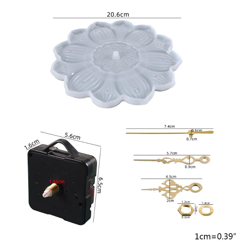 Personalized Handmade Lotus Clock Silicone Mold Movement Mechanism Resin Epoxy DIY for Office Home Decoration Supplies