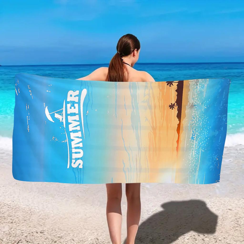 1 pieza Toalla de playa absorbente de secado rápido de microfibra ultra fina, toalla de playa multifuncional para deportes, natación y vestuarios