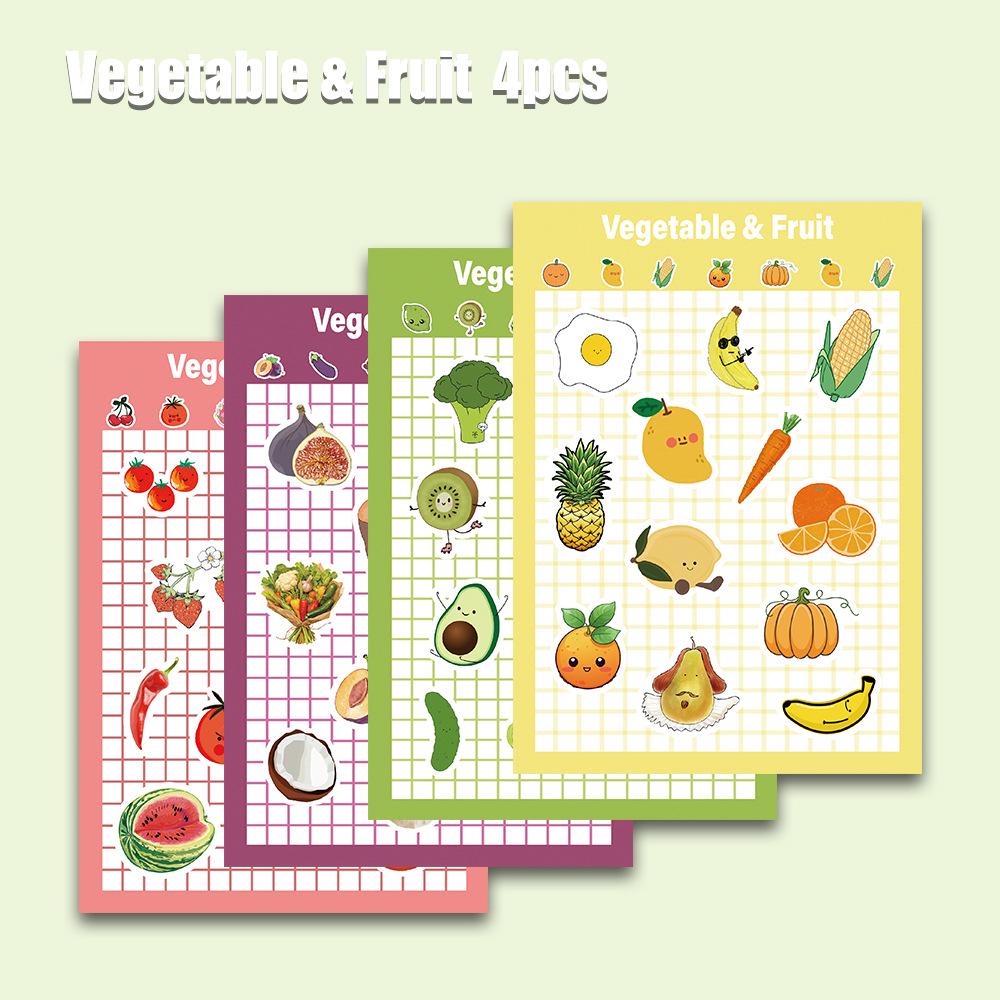 Fruit & Veggie Smiley Face Reward Stickers: Pineapple, Banana, Watermelon, Corn, Grape (4 Sheets)
