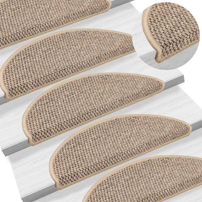 Tapis d'escalier autocollants - VIDAXL - 15 pcs - 56x17 cm - Beige foncé - Antidérapants