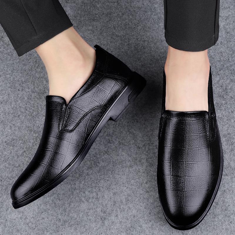 Men's Spring Leather Loafers: Casual Slip-On, Non-Slip Soft Sole, Top Layer Cowhide, Business & Driving Shoes