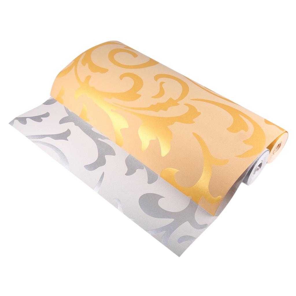 Nonwoven Wallpaper Mural Nonwoven Wallpaper Baroque Design M. Damask Ornament Gold 3‑Dimensional Optic