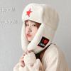 Plush Lei Feng Hat for Women In Winter Warm Ear Protection Cotton Hat for Men Outdoor Cycling Windproof Cold Red Five Pointed Star Tide