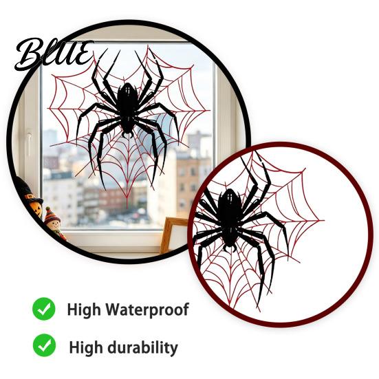 Spinnenweb Raam Zwart Rood Glas Herbruikbare Sticker Sticker Statisch Halloween Decal Niet-beschadigend Klevend Patroon voor Huis Winkel Kleuterschool