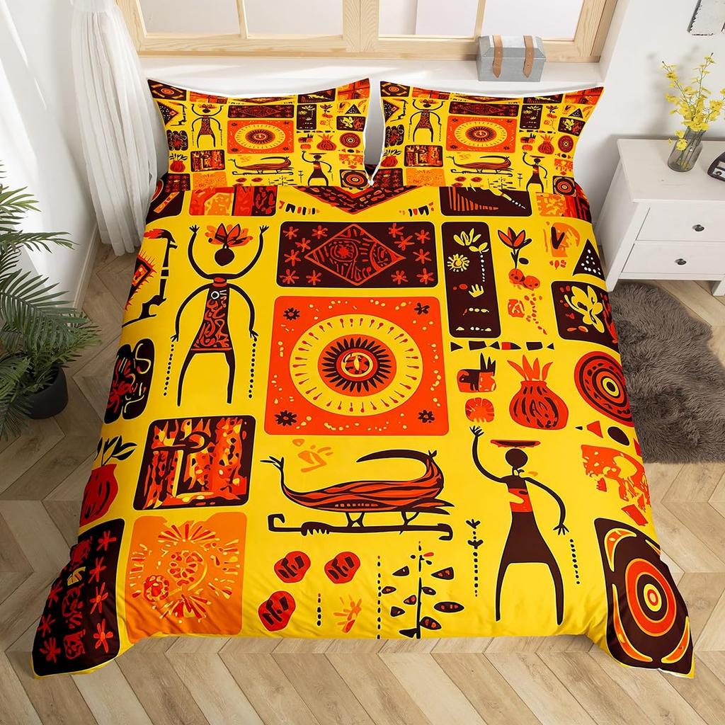 Afrikanske kvinner Dynetrekk Africa Tribal National Sengesett Vintage Floral Pledd Patchwork Dynetrekk Brunt Dynetrekk