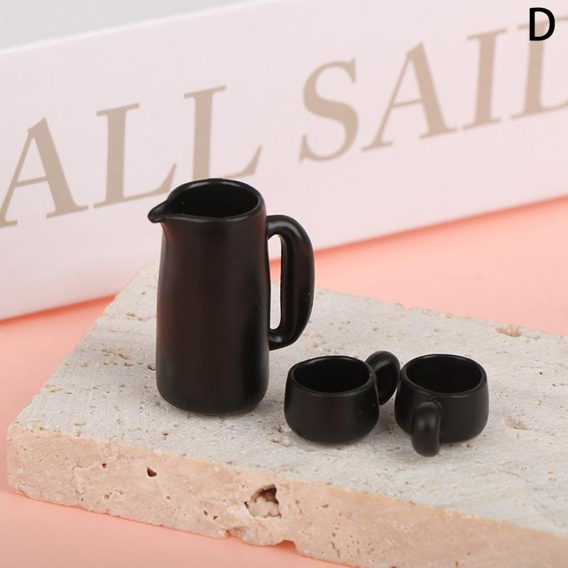 Hot1/12 Dollhouse Miniature Accessories Mini Kettle Teapot Cups Simulation Furniture Tea Pot Kitchen Model Playthings designed for Doll House