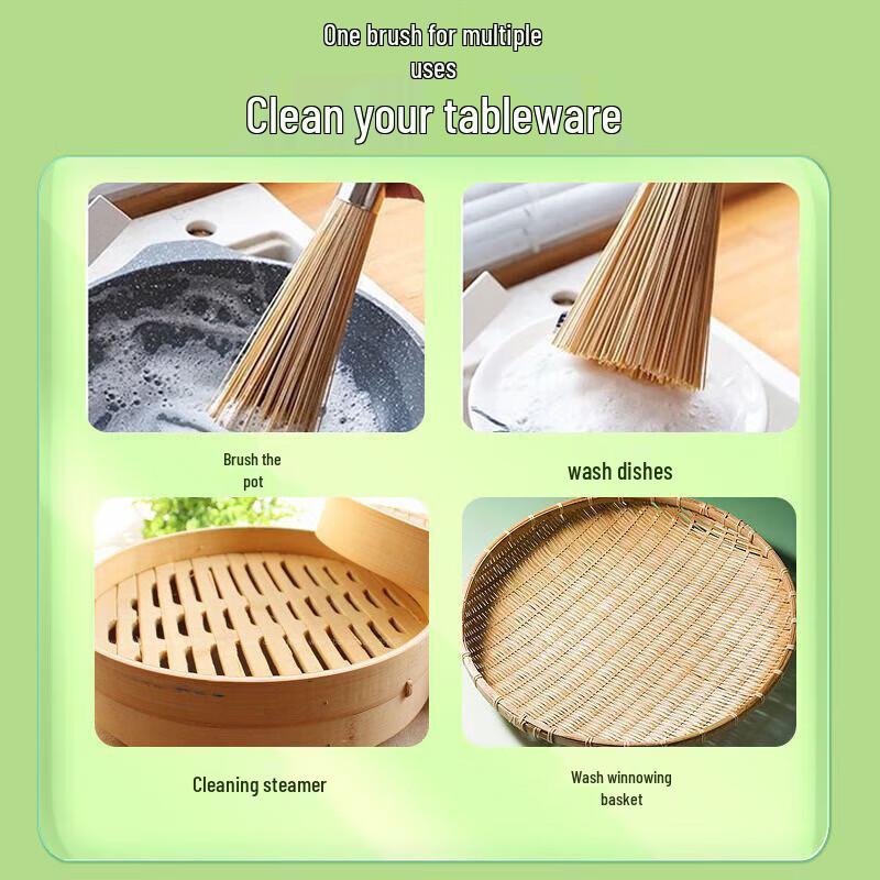 Natural Bamboo Pot and Stove Cleaning Brushes (3-Pack)