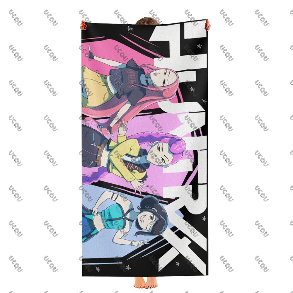 KPop Demon Hunters Birthday Swimming Towels Bath Outdoor Music Lover Beach Towel Quick Drying Gift Women Girl Kids Boys Fans