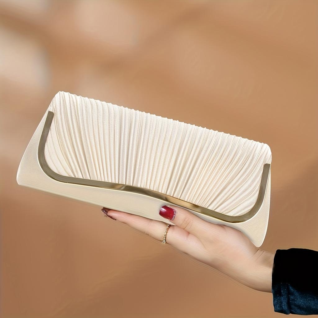 Plissierte Abend-Clutch für Damen Modische Luxus-Polyester-Umhängetasche mit abnehmbarem Riemen Bankette Geburtstage Hochzeiten Schickes Geschenk für die Liebste