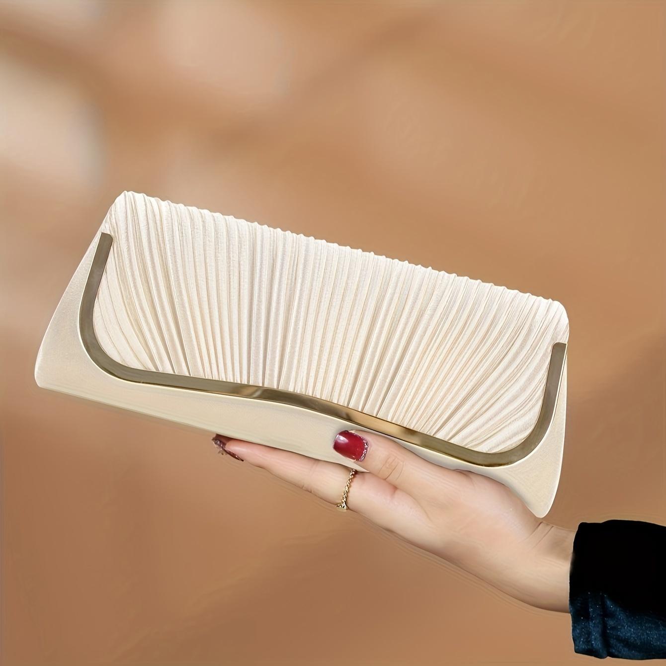 

Плиссированный вечерний клатч для женщин Модная роскошная полиэстеровая сумка через плечо со съемным ремешком Банкеты Дни рождения Свадьбы Шикарный подарок для любимой абрикосовый