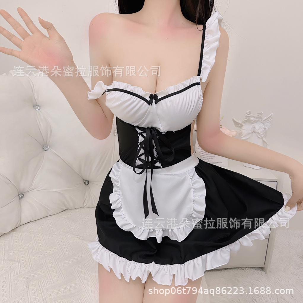 Domila Sexy Lingerie Sexy Female Uniform Passion Charm Temptation Open Gear Free Sweet Beautiful Woman Servant Set 2292