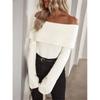 Sexy Off Shoulder Knitted Sweaters for Women Fashion Solid Slim Ribbed Knit Pullover Tops New Long Sleeve Jumpers Pullovers