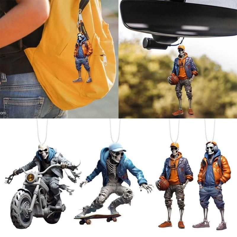 Skeleton Decorative Acrylic Car Accessory Colorful Cartoon Charm For Halloween And Holiday Decor