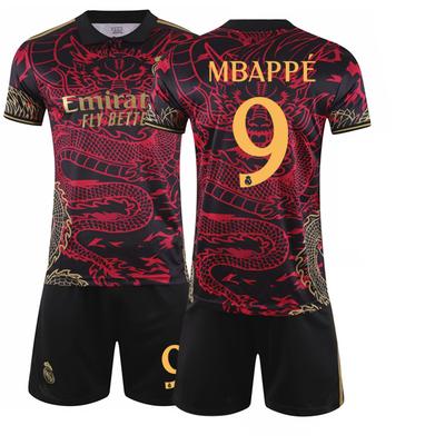 2025-26 Real Madryt czerwono-czarny zestaw smok #9 Mbappe #7 Ronaldo, edycja specjalna Koszulki Piłkarskie