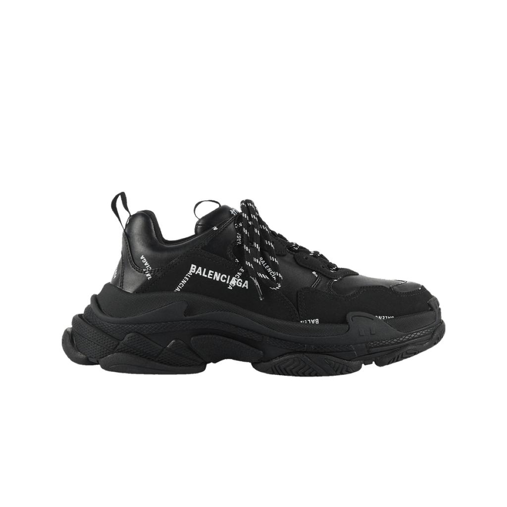Balenciaga Allover Logo Triple S Sneakers Black