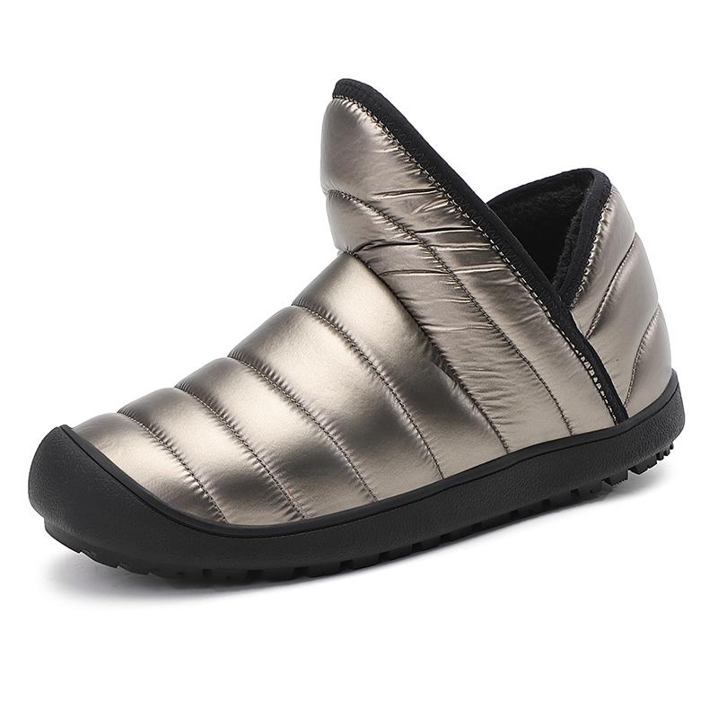 

Зимние хлопковые слипоны для мужчин и женщин, плюшевые короткие ботинки, нескользящие теплые сноубутсы, повседневные балетки 46 золотой