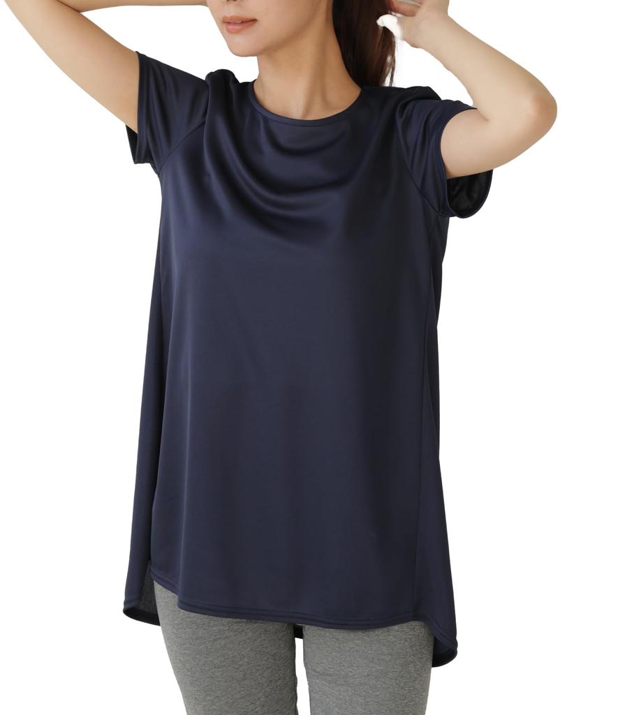 egneL Short Sleeve Yoga Made in with Mesh UV and Fishtail for Sports and Spring and Summer Women's Top, Japan, Fabric, Moisture-Wicking, Quick-Drying,