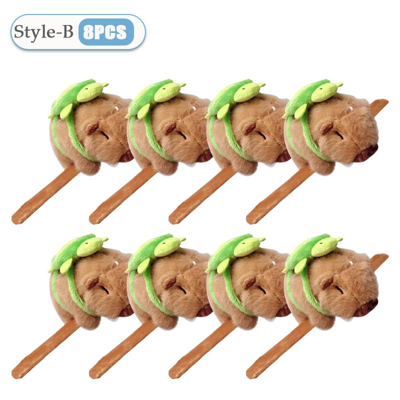 Lovely Capybara Animal Slap Snap Wrap Wristband Bracelet Plush Stuffed Animal Kawaii Kapibara Hand Ring Wristband Kid Funny Toys