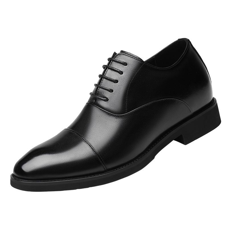 2025 New Inner Height Increase 8cm Leather Shoes Men's Three Joints Business Wear Derby Shoes Leather Pointed Casual Wedding Shoes Men