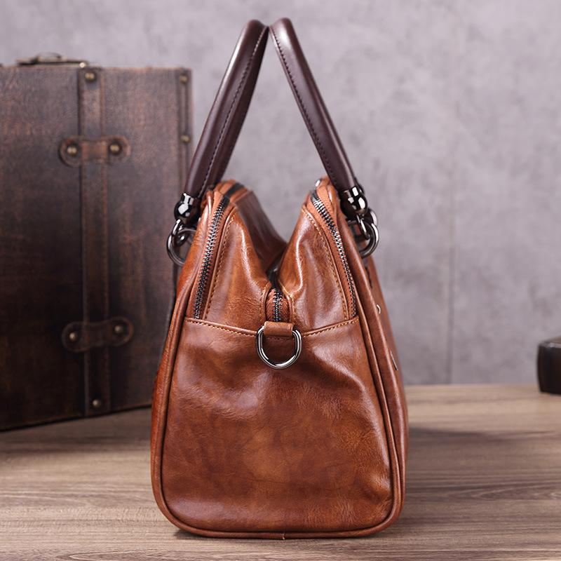 Retro Handmade Women's Handbag For Ladies Leather Should Bags Bohemian Style Soft Boston Luxury Handbags